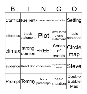 Test Prep Bingo Card