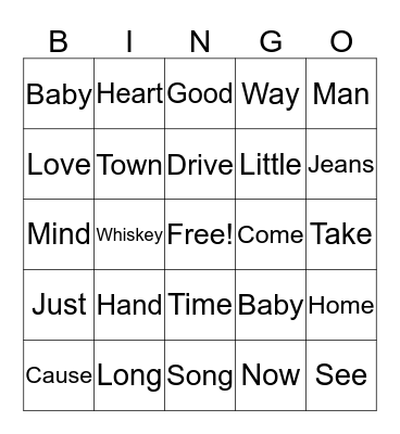 Country Bingo Card