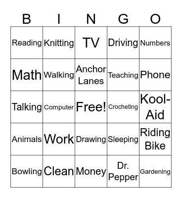 Things We Have To Or Must Do Bingo Card