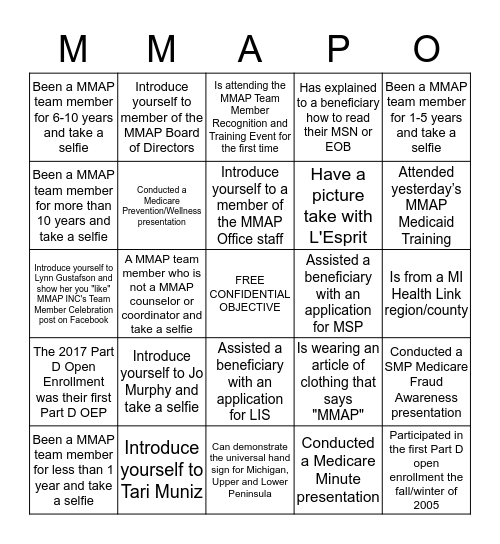MMAP-O Bingo Card