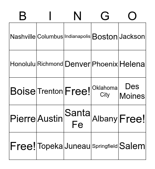 States <3 Bingo Card