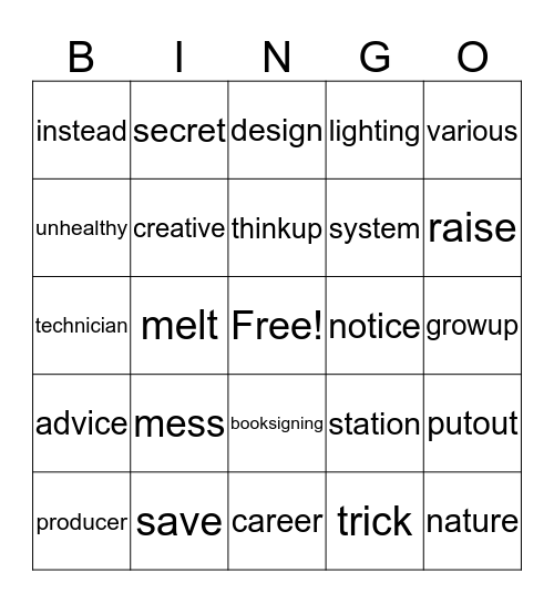 Lesson6. Dreaming My Future Bingo Card