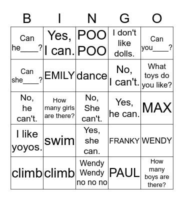 Untitled Bingo Card