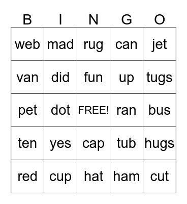 u/a/e BINGO Card