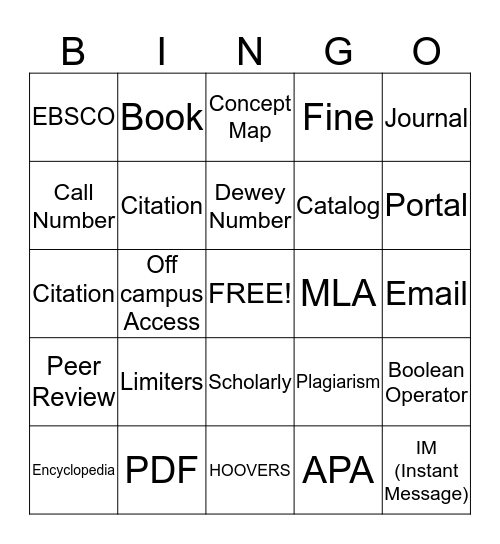 LIBRARY BINGO Card