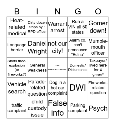 DAYSHIFT 4TH BINGO Card