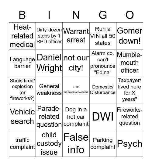 DAYSHIFT 4TH BINGO Card