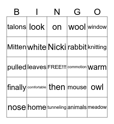 Phonemic Bingo  Bingo Card