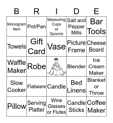 Paige's Bridal Shower Bingo Card