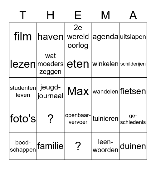 Nederlands leren Bingo Card