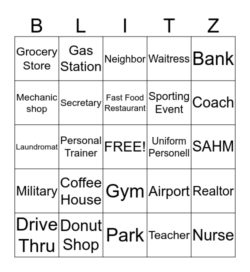 Blitz Bingo Card