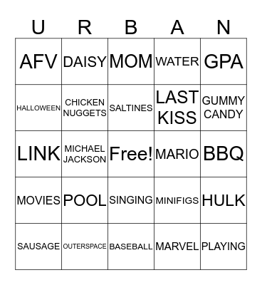 FAVORITE THINGS Bingo Card