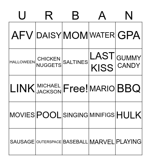 FAVORITE THINGS Bingo Card