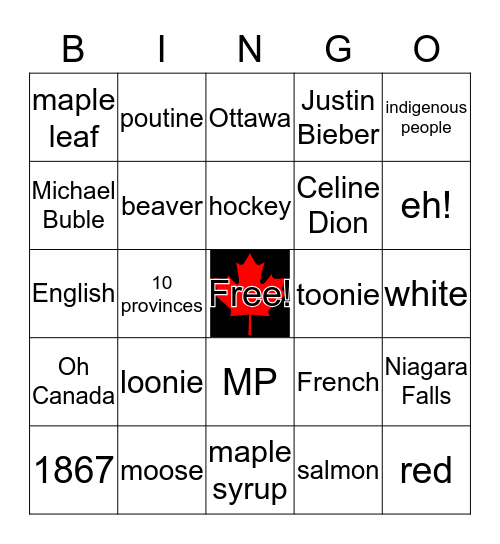 CANADA BINGO Card