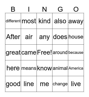 101-150 sight words Bingo Card