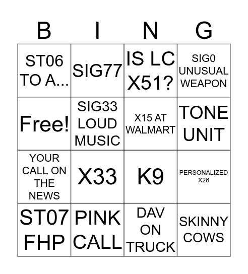 DISPATCH BINGO Card