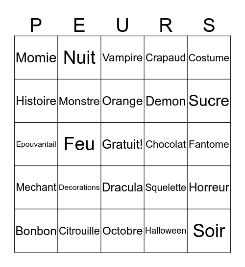 Halloween Bingo Card