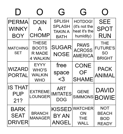 Pup! Pup! Pups! Stunner Slobber Edition Bingo Card