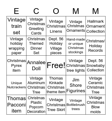 E-commerce Treasure Hunt Bingo Card