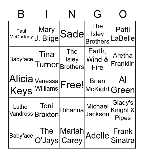 Music Bingo Card