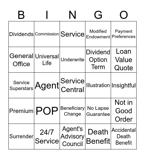 NYL Bingo Card
