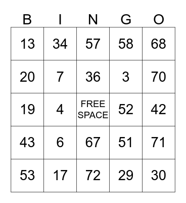 BINGO Card