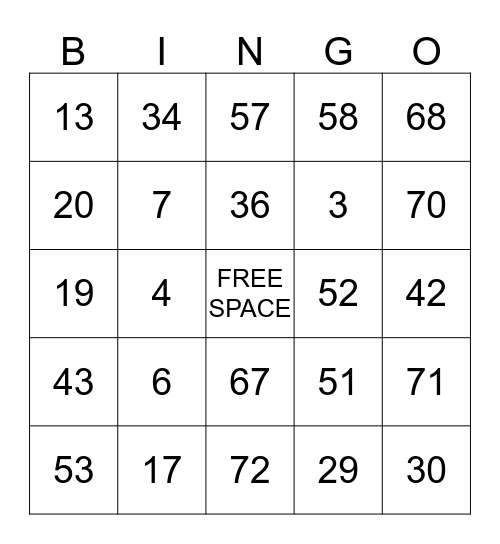 BINGO Card