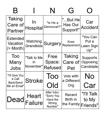 Vol Recruitment Bingo Card
