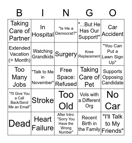 Vol Recruitment Bingo Card