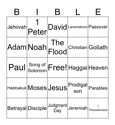 Bible Bingo Card