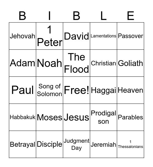 Bible Bingo Card