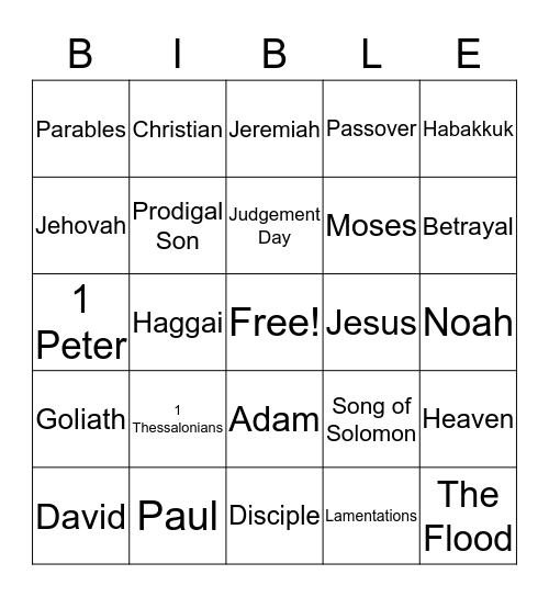 Bible Bingo Card