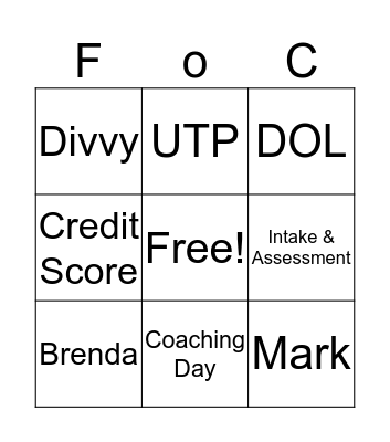 FOC Bingo Card