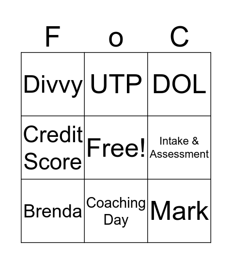 FOC Bingo Card