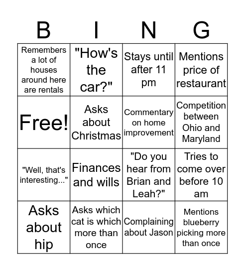 Gotsch Bingo Card
