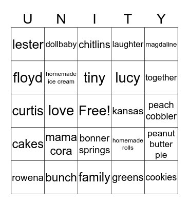 2018 HARVEY REUNION Bingo Card