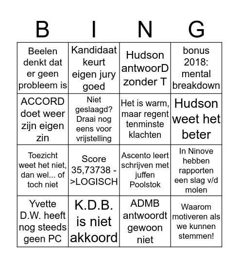 POOLSTOK BULLSHIT BINGO Card