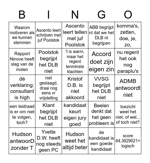 Poolstok Bullshit Bingo Card