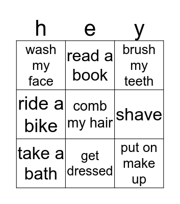 Daily activities Bingo Card