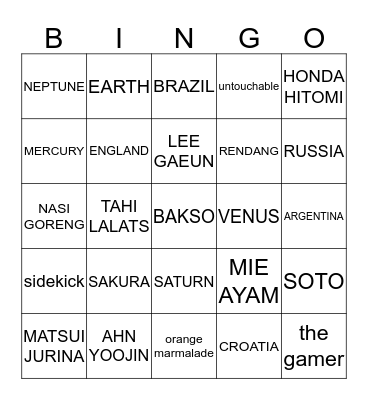 July 6th, 2018 - IGLCA Bingo Card