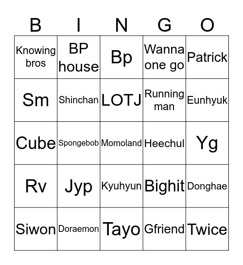 DENA Bingo Card