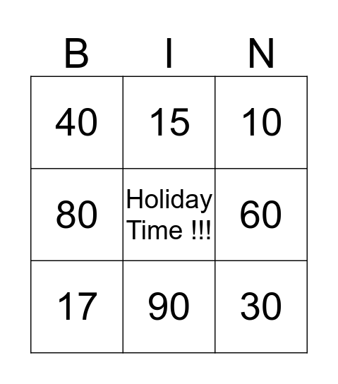 End of year Bingo Card