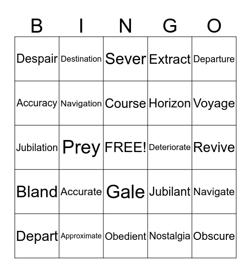 Lesson 4 , 5th grade  Bingo Card