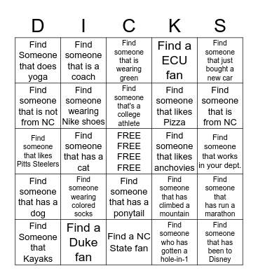 Buddy Bingo Card
