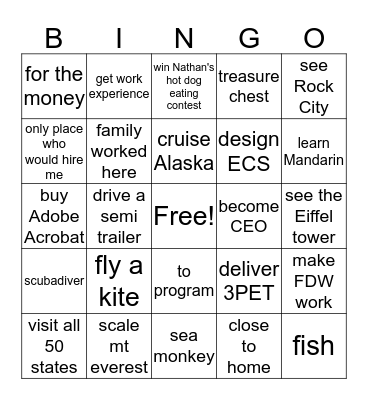 TEAM BINGO!! Bingo Card