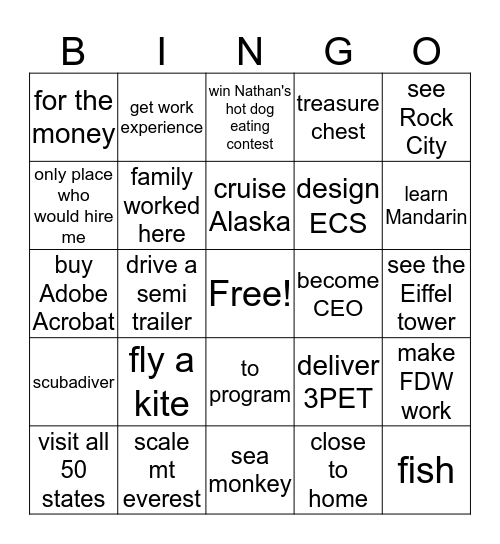 TEAM BINGO!! Bingo Card