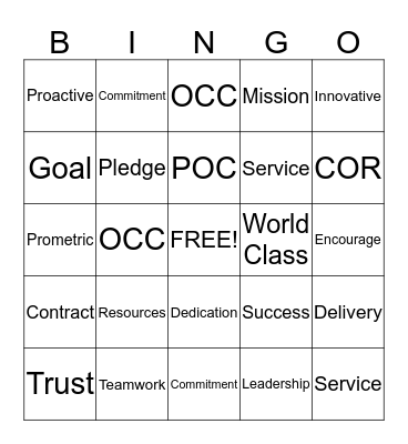 Customer Service Bingo Card