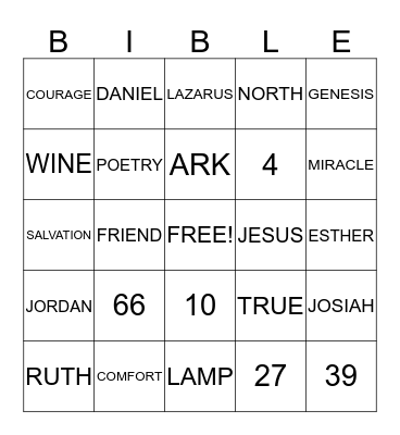 Bible Bingo Card