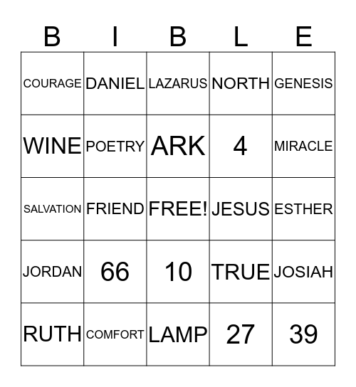 Bible Bingo Card