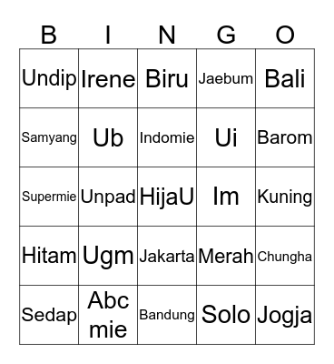 ADMIN SHON Bingo Card